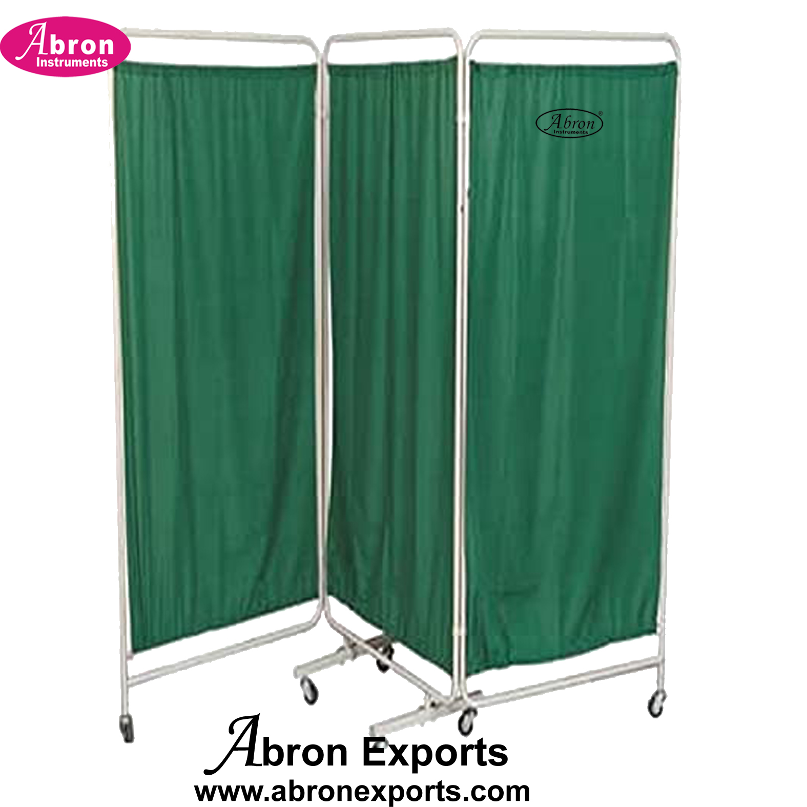 Hospital Medical bedside screens 3 four x2 feet partion with curtons steel frame with wheels Abron ABM-2355-S3P 